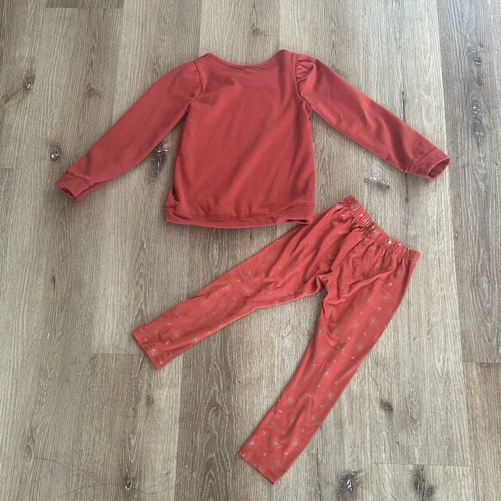 btween Orange Kids Sweatshirt & leggings Set with Floral Print - Picture 3 of 3